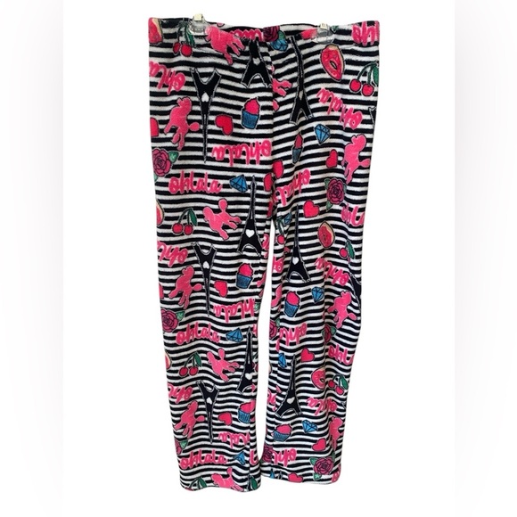 dELiA*s Fleece Pajama Pants Size XL Paris  Eiffel Tower Poodle Dog Super Soft - Picture 1 of 7